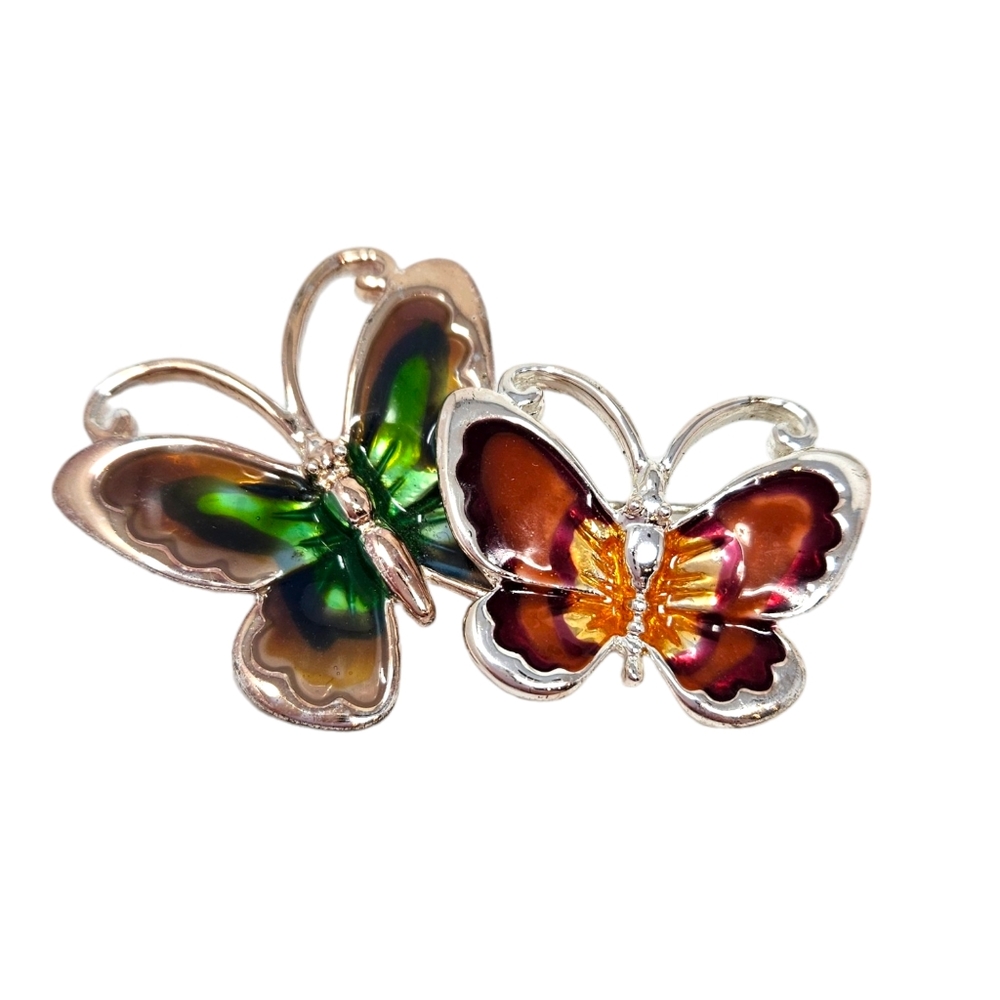 Danecraft Butterfly Brooch Pin Enamel Silver Tone Signed Figural